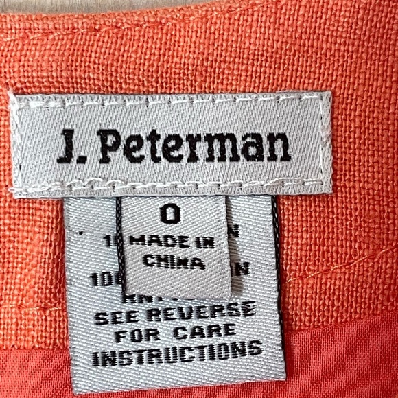 J. PETERMAN Linen Midi Dress Orange Sleeveless Retro Women's Sz 0 XS - Picture 5 of 15
